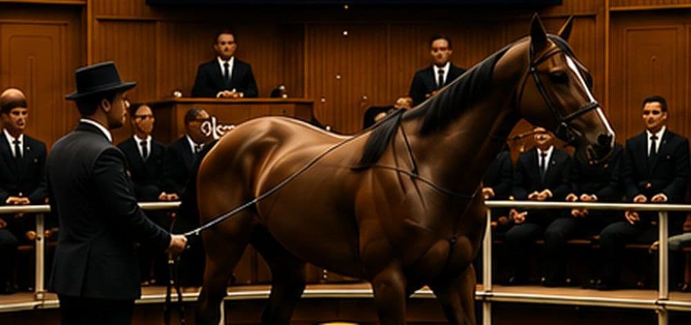 A horse in the sales ring at auction